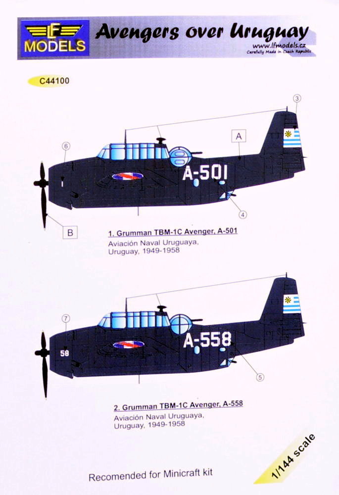 1/144 Decals Grumman TBF Avenger over Uruguay Pt.2