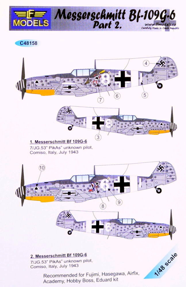 1/48 Decals Messerschmitt Bf 109G-6 Comiso Pt.2