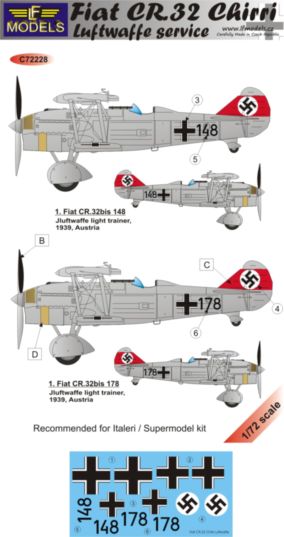 1/72 Decals Fiat CR.32 Chirri Luftwaffe Service