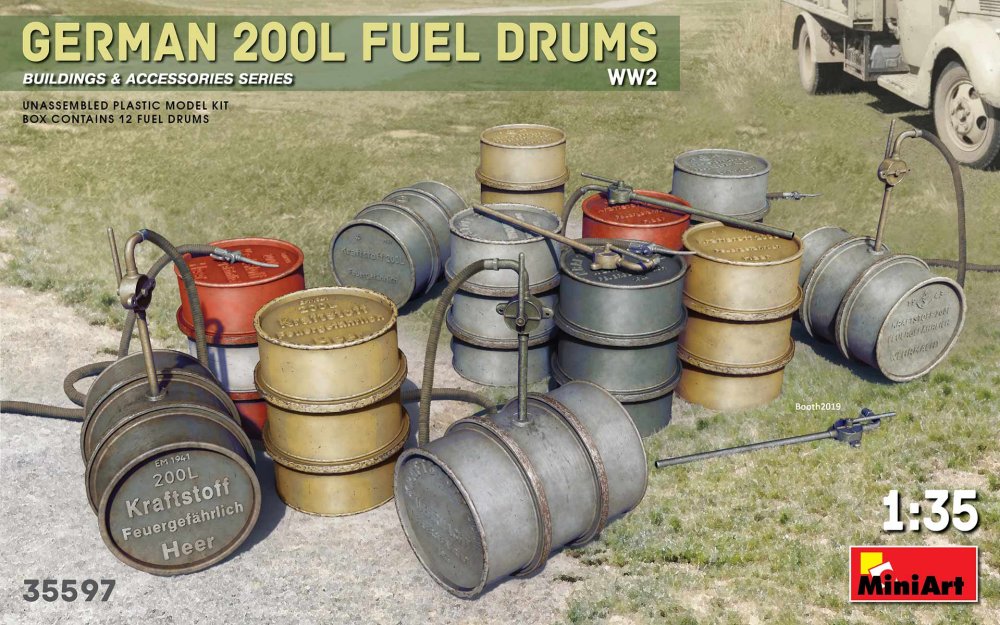 1/35 German 200L Fuel Drum Set WWII (12 pcs.)