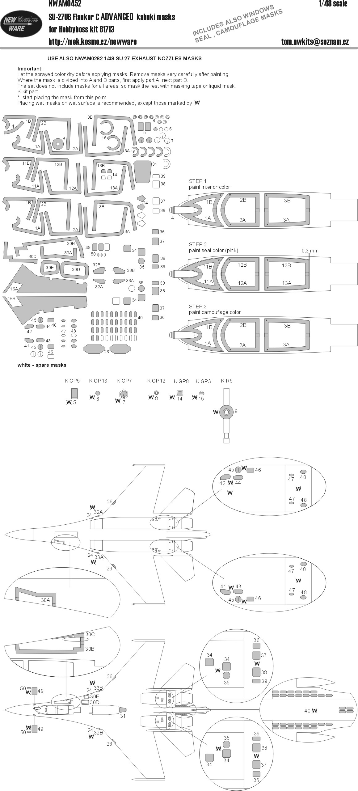 1/48 Mask Su-27UB Flanker C ADVANCED (HOBBYB81713)