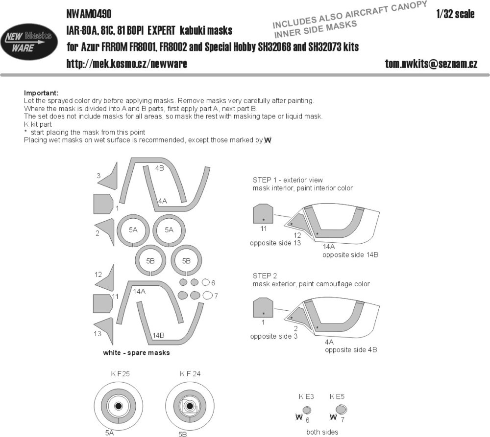 1/32 Mask IAR-80A, 81C, 81 BOPI EXPERT (FRROM/SH)