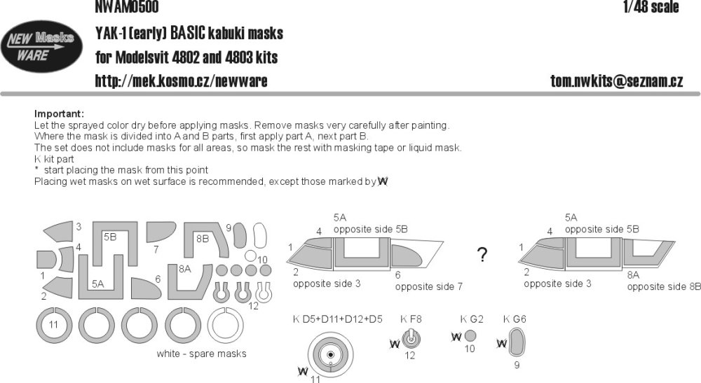 1/48 Mask YAK-1 (early) BASIC (MSVIT 4802/4803)