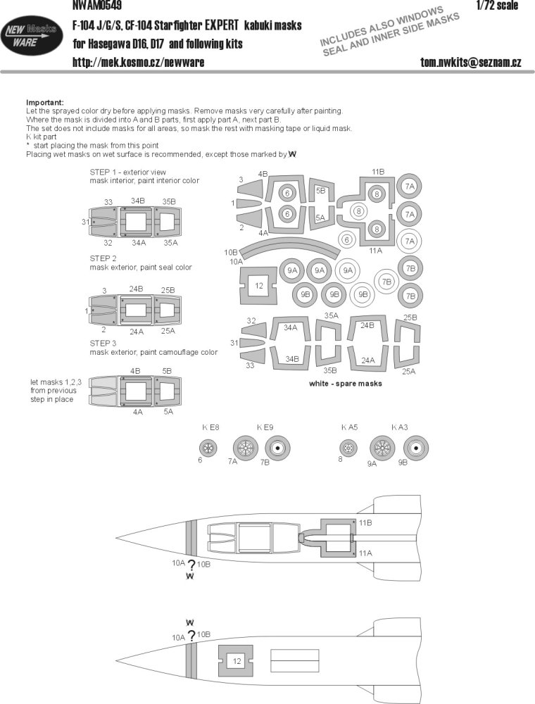 1/72 Mask F-104 J/G/S,CF-104 Starfighter EXPERT