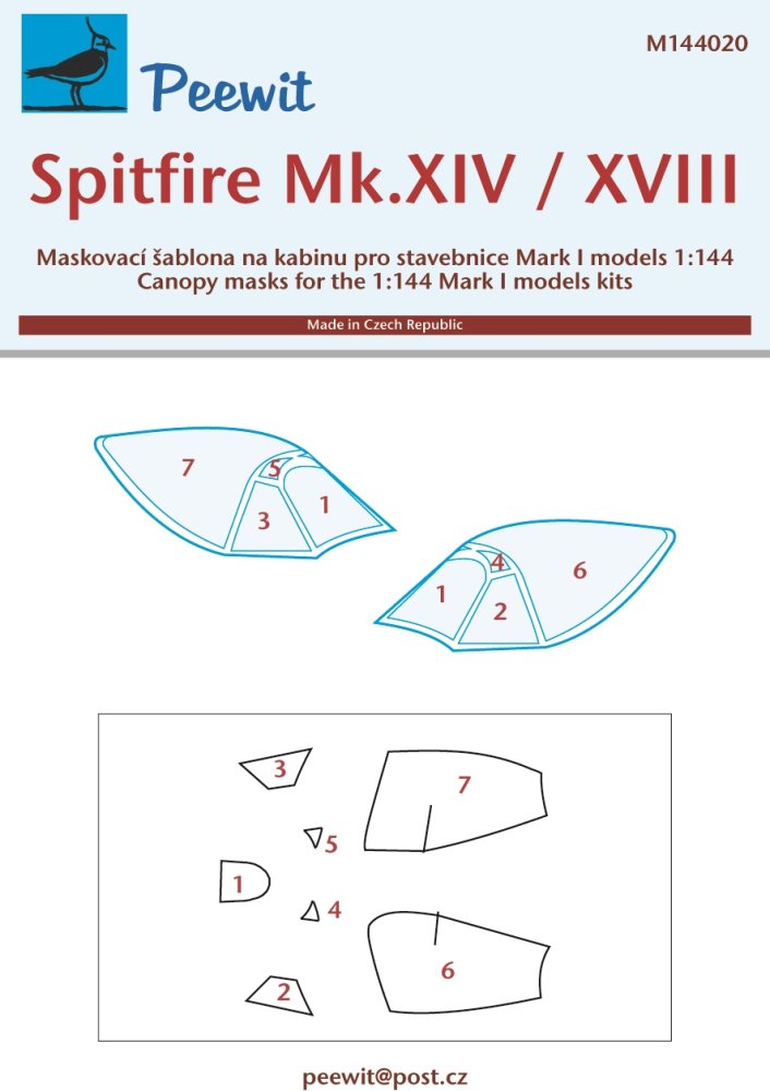 1/144 Canopy mask Spitfire Mk.XIV/XVIII (MARK 1 M)