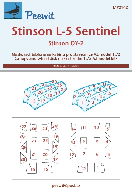 1/72 Canopy mask Stinson L-5/OY-2 Sentinel (AZMO)