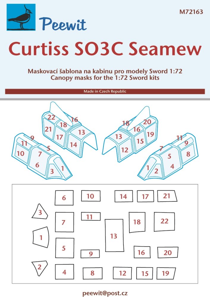 1/72 Canopy mask Curtiss SO3C Seamew (SWORD)