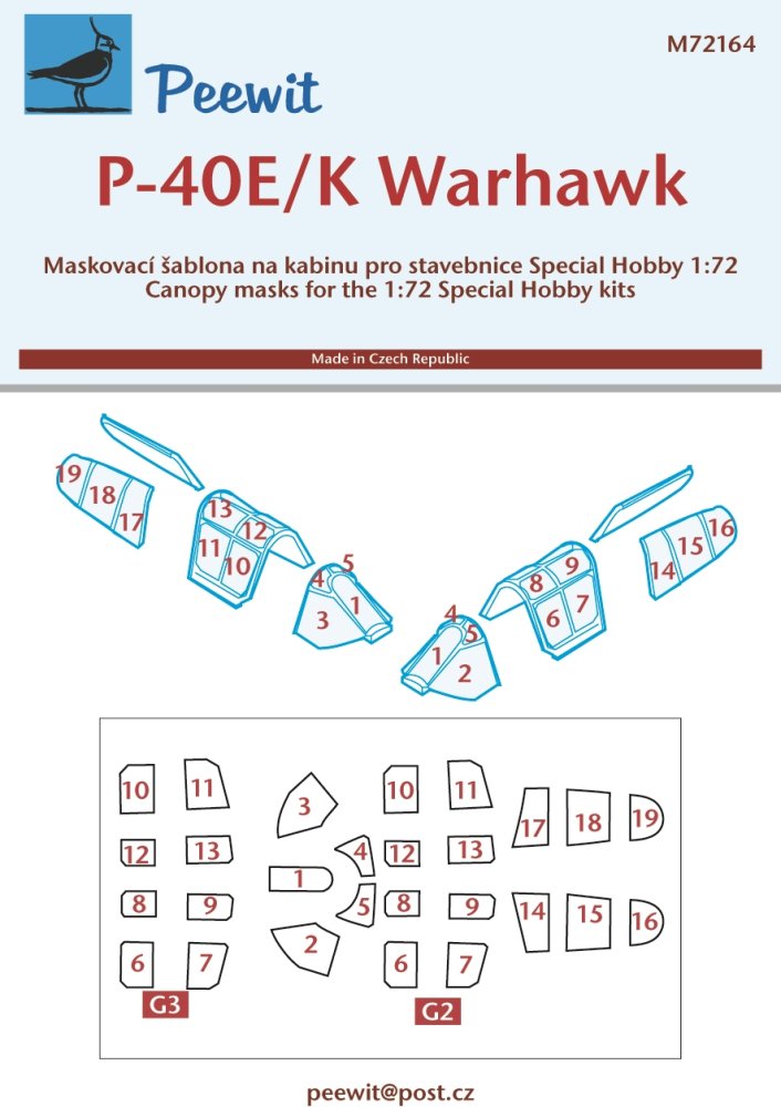 1/72 Canopy mask P-40E/K Warhawk (SP.HOB.)