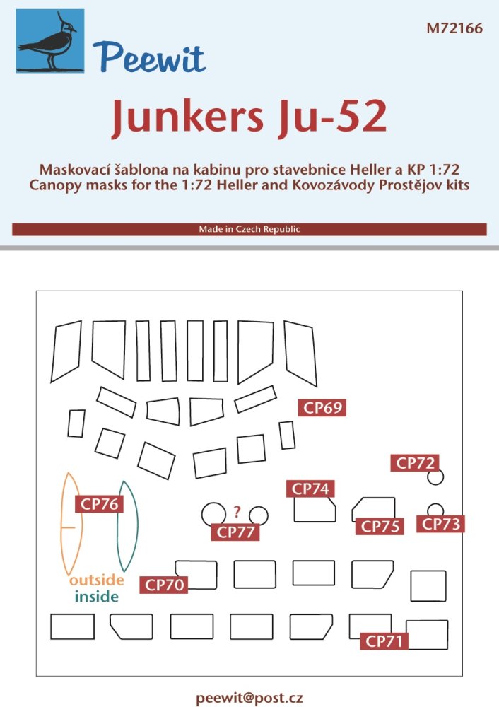 1/72 Canopy mask Junkers Ju-52 (KP)