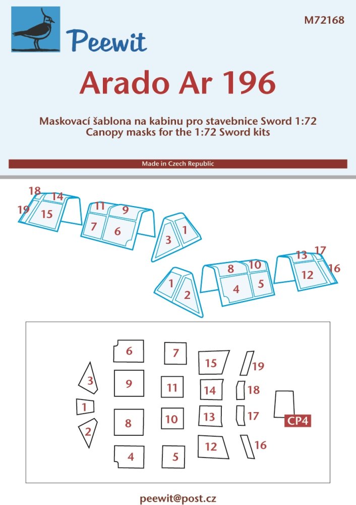 1/72 Canopy mask Arado Ar 196 (SWORD)