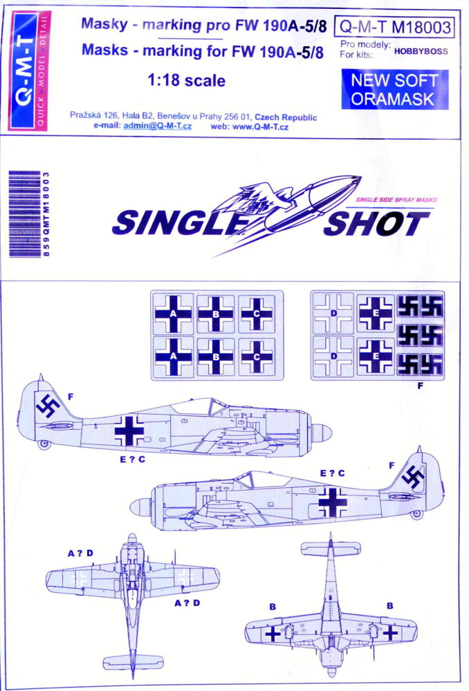 1/18 Single Shot Mask Marking Fw 190A-5/8 (HOBBYB)