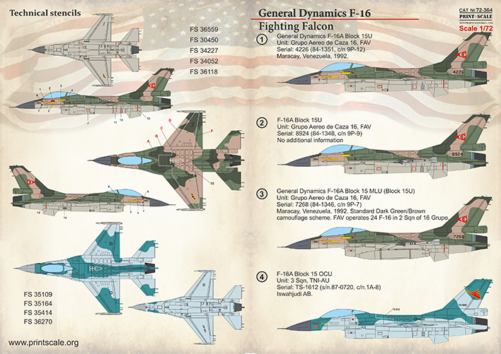 1/72 decals for yf-16 F16 model kits 64701L 