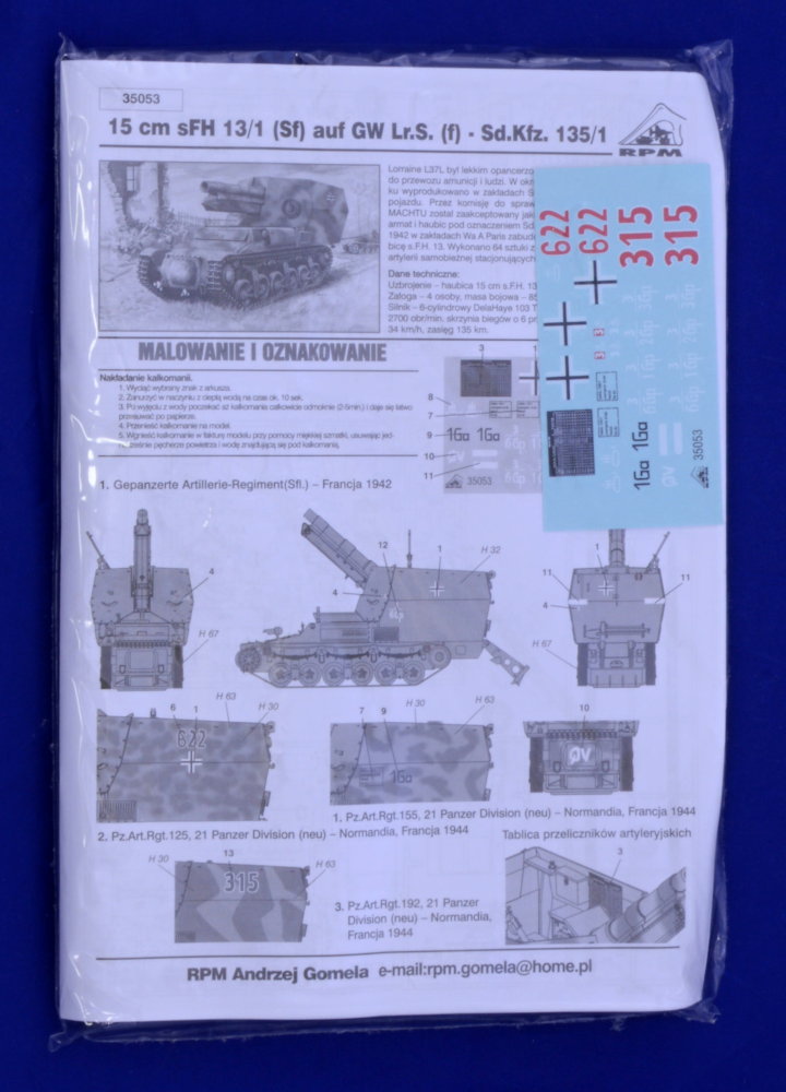 15 cm sFH 13/1(Sf) auf GW Lr.s.(f) Sd.Kfz. 135/1 Panda-Hobby 35035 1