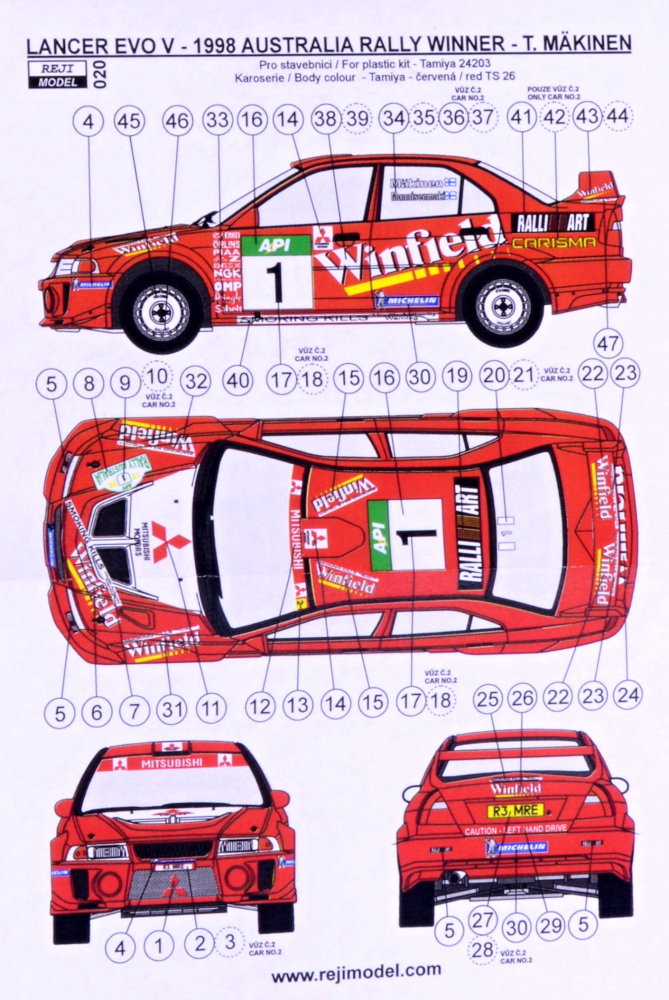1/24 Lancer EVO 5 Rally Australia 1998 (decals)