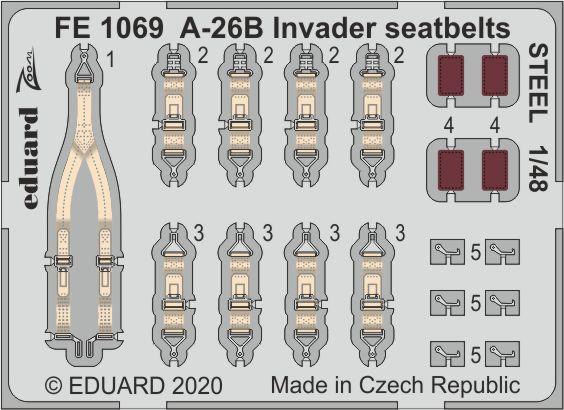 1/48 A-26B Invader seatbelts STEEL (ICM)