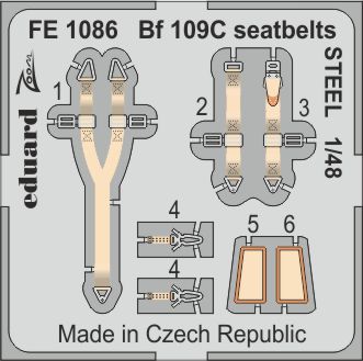 1/48 Bf 109C seatbelts STEEL (MSVIT)