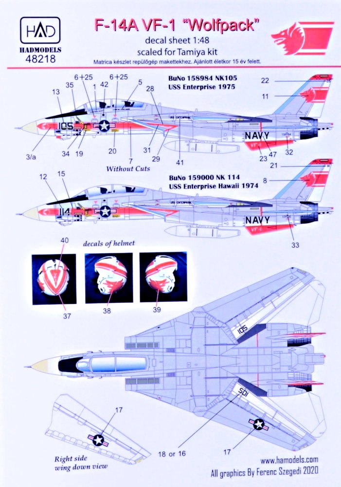 1/48 Decal F-14A VF-1 'Wolfpack' (TAM)
