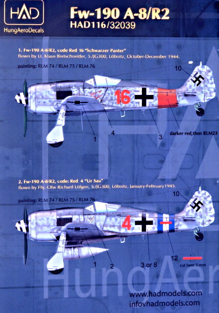 1/72 Decal Fw-190 A-8/R2 (2x camo)