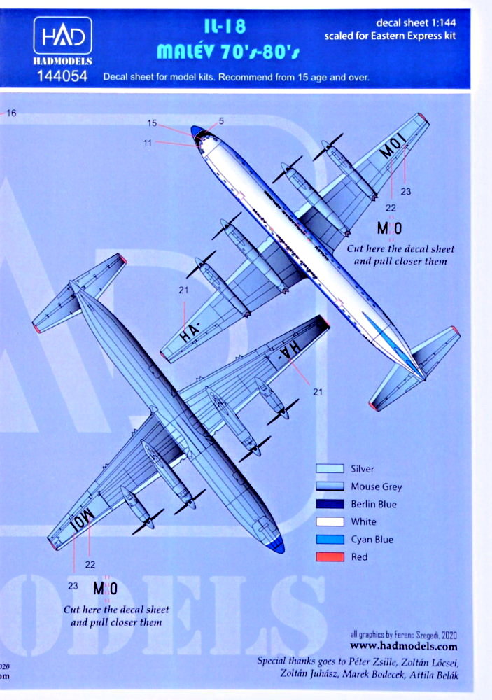1/144 Decal IL-18 Malév Retro 70's-80's (EAEX)