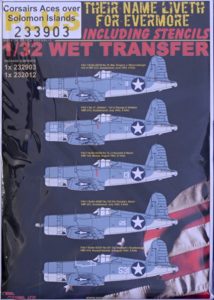 1/32 Decals F4U-1A Corsair Aces over Solomon Isl.