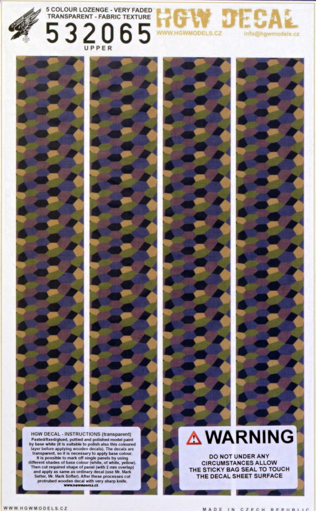 1/32 Decal 5-colour LOZENGE very faded (transp.)