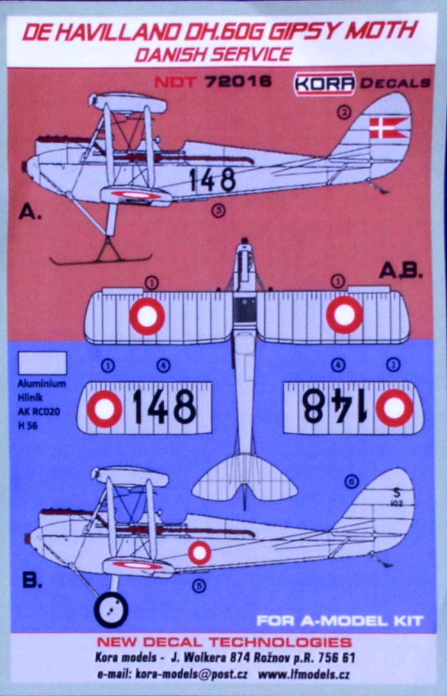 1/72 Decals DH.60G Gipsy Moth Danish Service