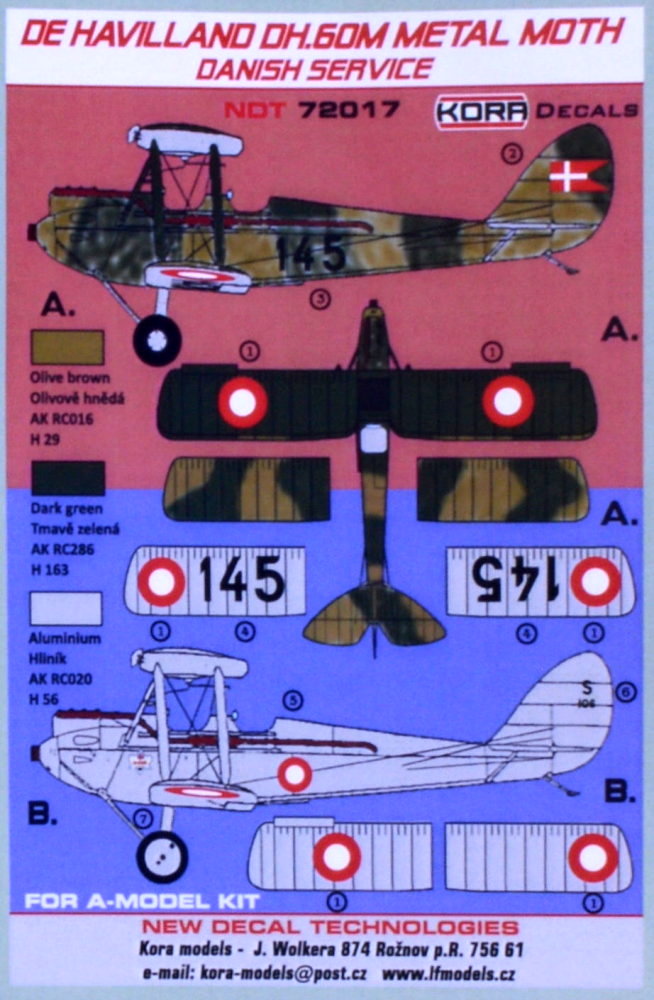 1/72 Decals DH.60M Metal Moth Danish Service