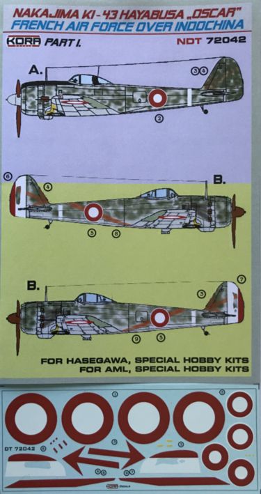 1/72 Decals Ki-43 Oscar French AF - Indochina Pt.1