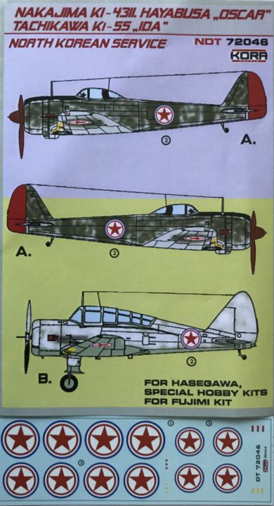 1/72 Decals Kii-43-II. + Ki-55 North Korea Service