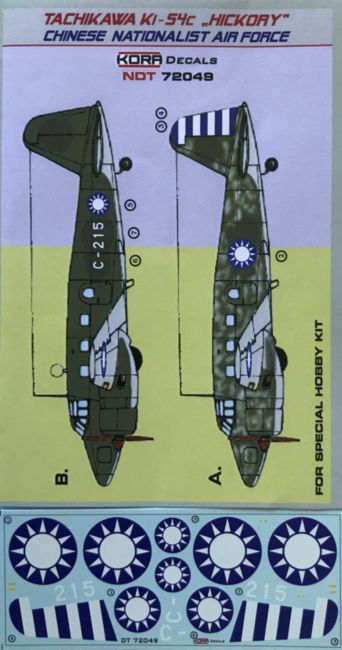 1/72 Decals Ki-54c Hickory Chinese Nationalist AF