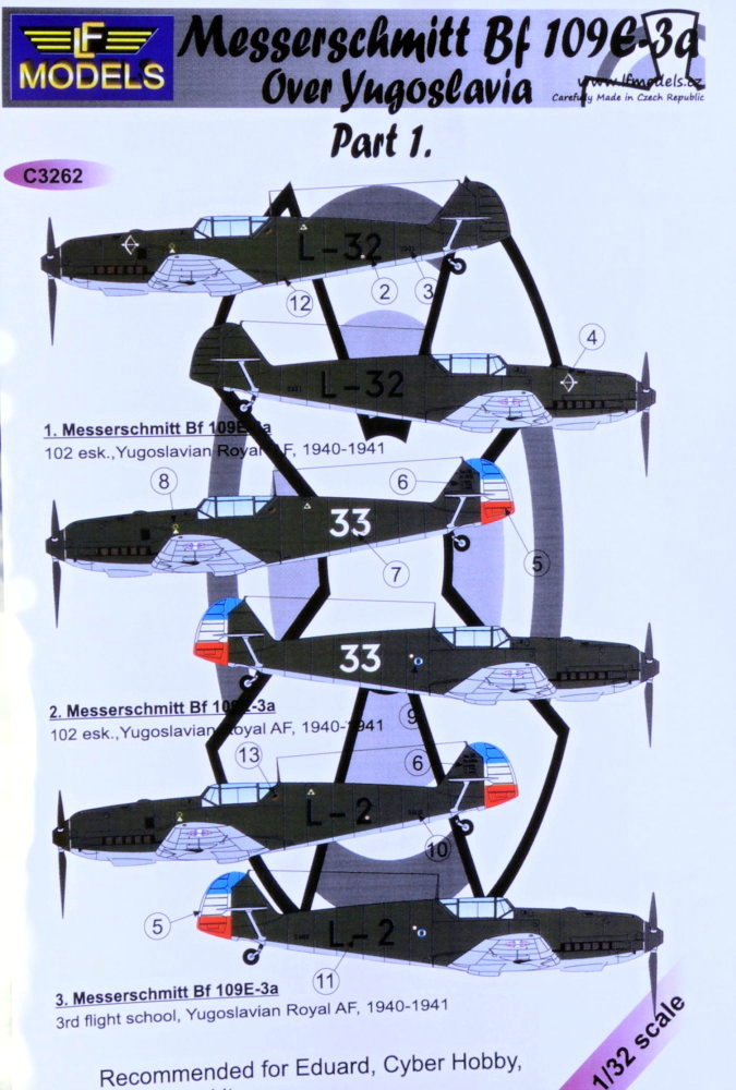 1/32 Decals Bf 109E3a o.Yugoslavia (EDU,TRUMP) I.