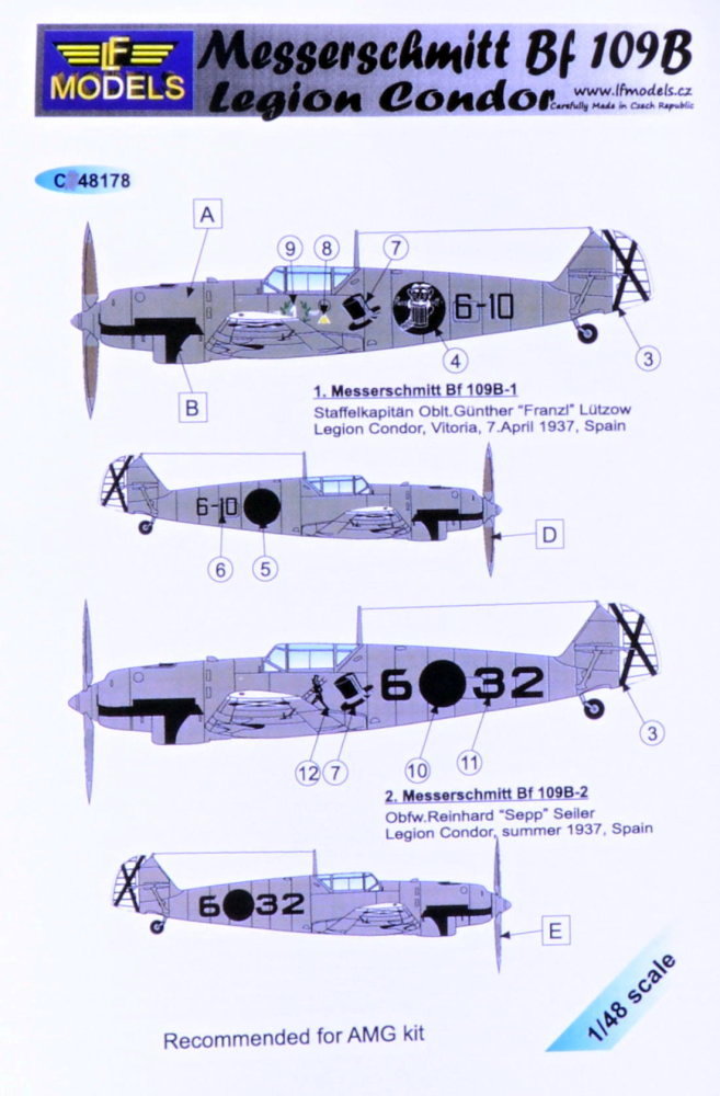 1/48 Decals Bf 109B Legion Condor (AMG)