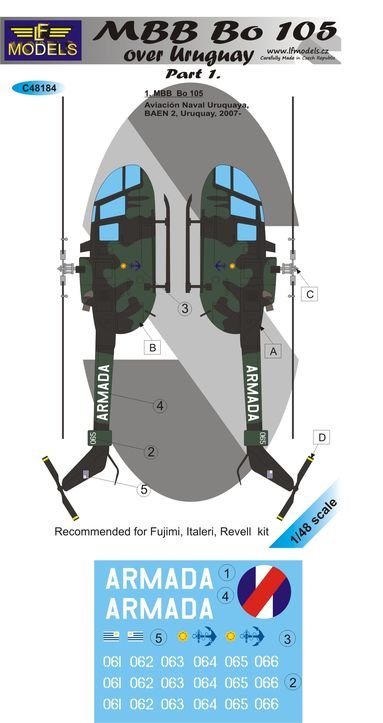 1/48 Decals MBB Bo 105 over Uruguay (FUJI) Part 1