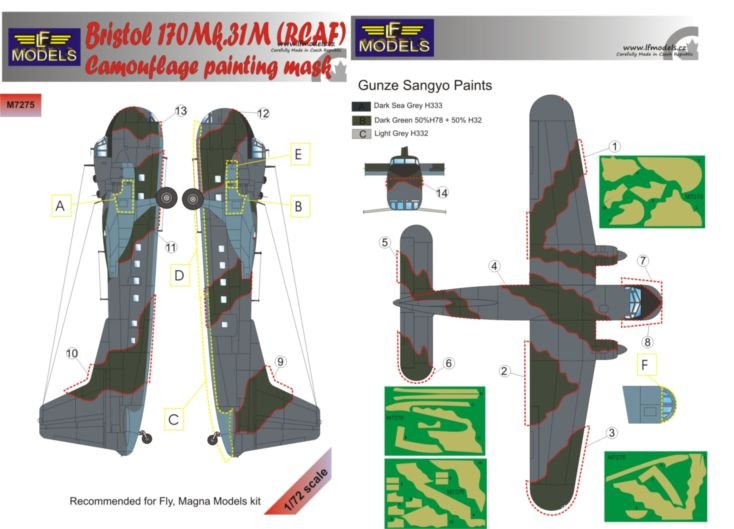 1/72 Mask Bristol 170 Mk.31M (RCAF) Camo.painting 