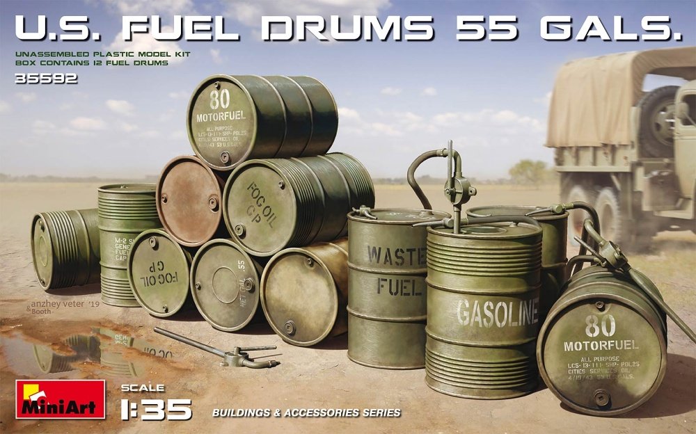1/35 U.S. Fuel Drums 55 Gals. (12 pcs.)