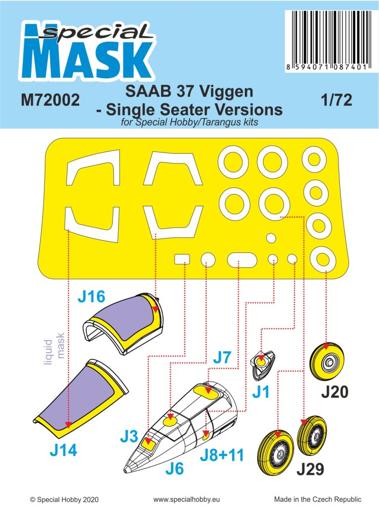 1/72 Mask for SAAB 37 Viggen Single Seater