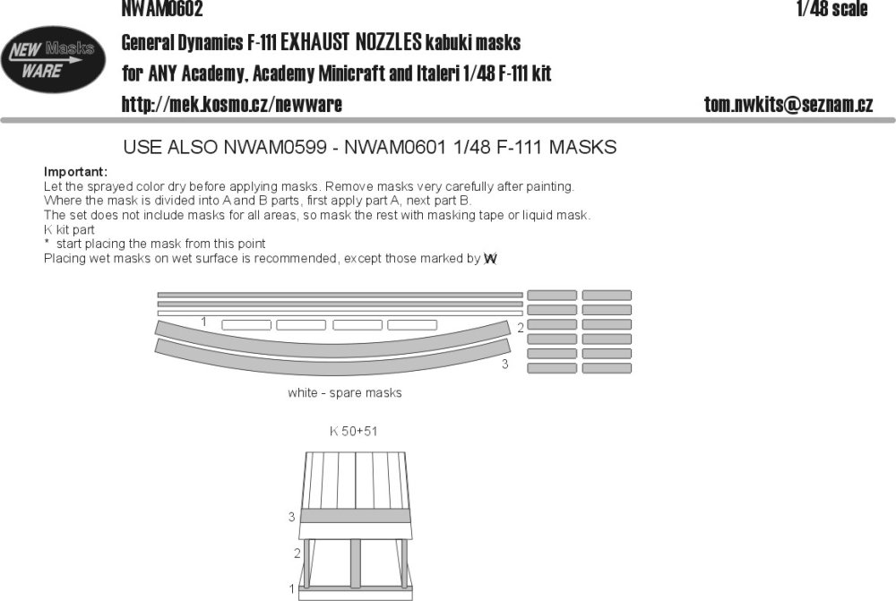 1/48 Mask Gen.Dynamics F-111 EXH.NOZZLES (ACA/ITA)