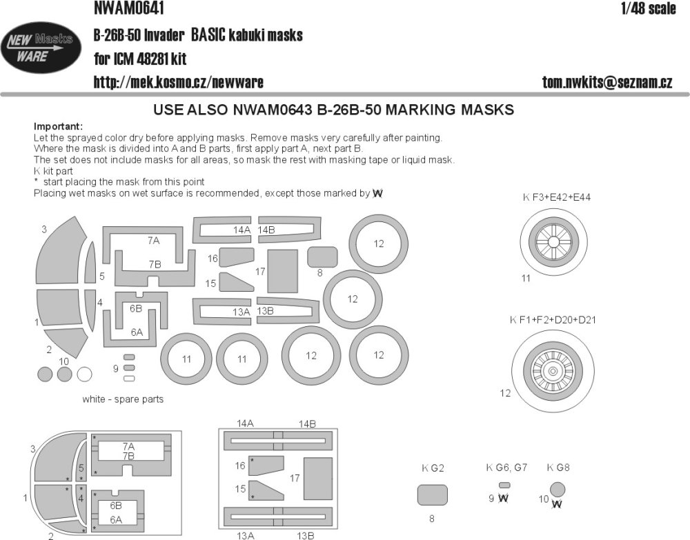 1/48 Mask B-26B-50 Invader BASIC (ICM 48281)