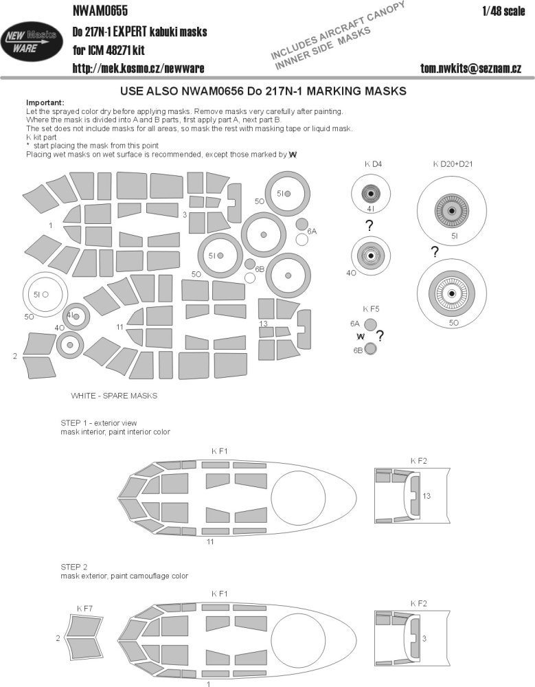 1/48 Mask Dornier Do 217N-1 EXPERT (ICM 48271)