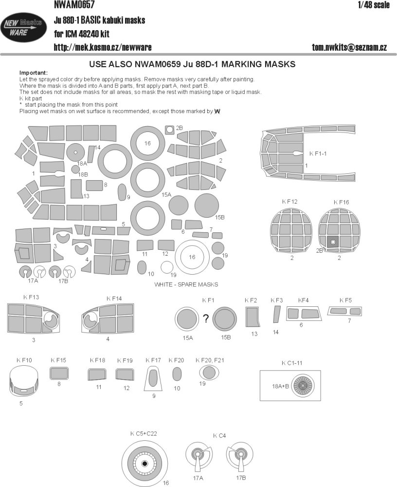 1/48 Mask Junkers Ju 88D-1 BASIC (ICM 48240)