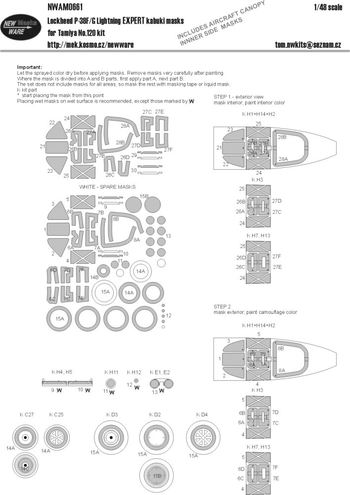 1/48 Mask Lockheed P-38F/G Lightning EXPERT (TAM)