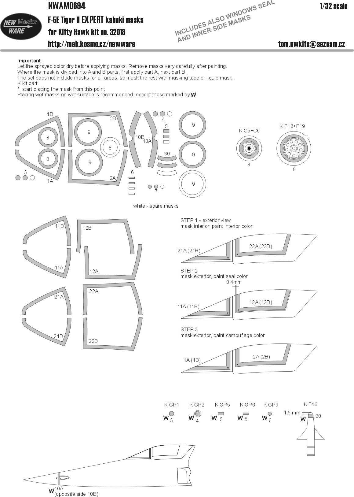 1/32 Mask F-5E Tiger II EXPERT (KITTYH 32018)