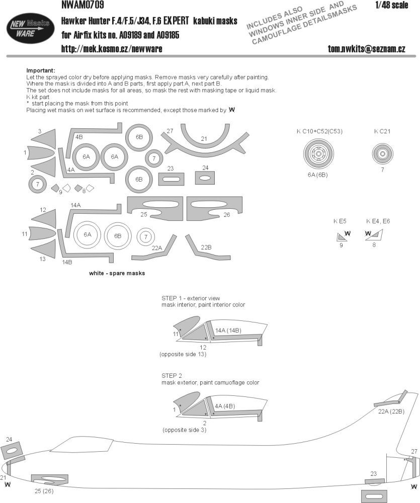 1/48 Mask Hawker Hunter F.4/F.5/J34, F.6 EXPERT