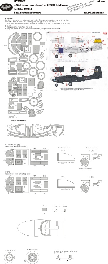 1/48 Mask A-26C-15 colour schemes 1,2 EXPERT (ICM)