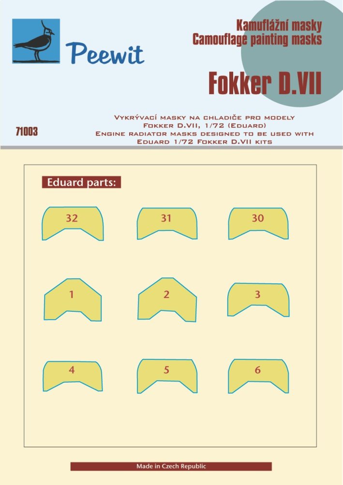 1/72 Engine radiator masks Fokker D.VII (EDU)