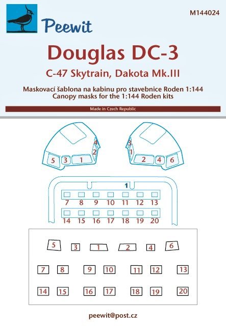 1/144 Canopy mask Douglas DC-3 (RODEN)