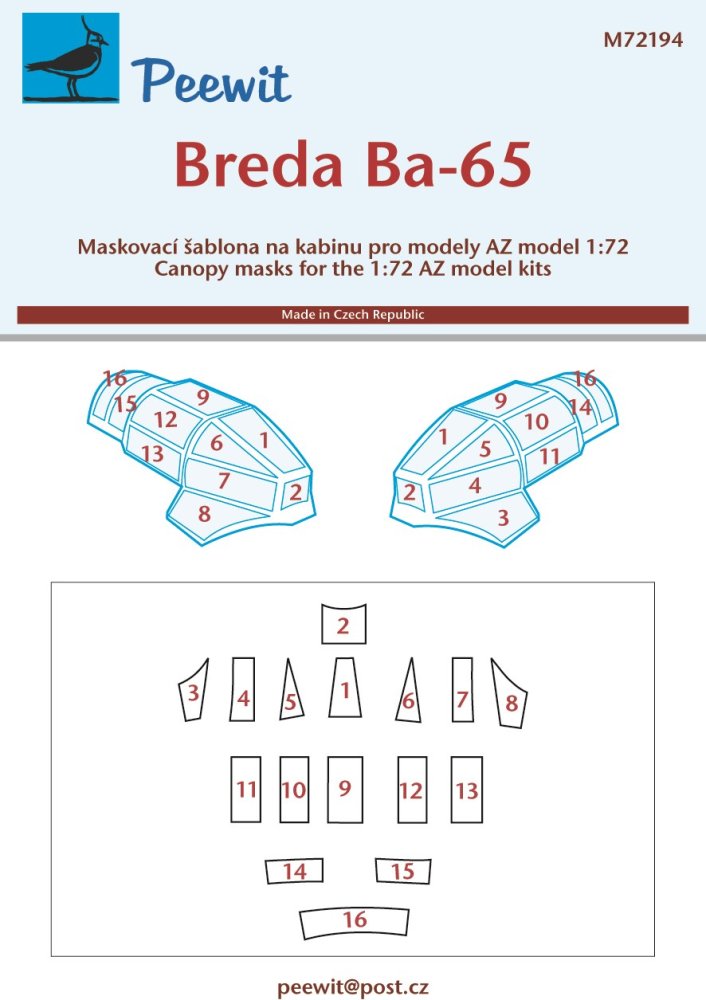 1/72 Canopy mask Breda Ba-65 (AZMOD)