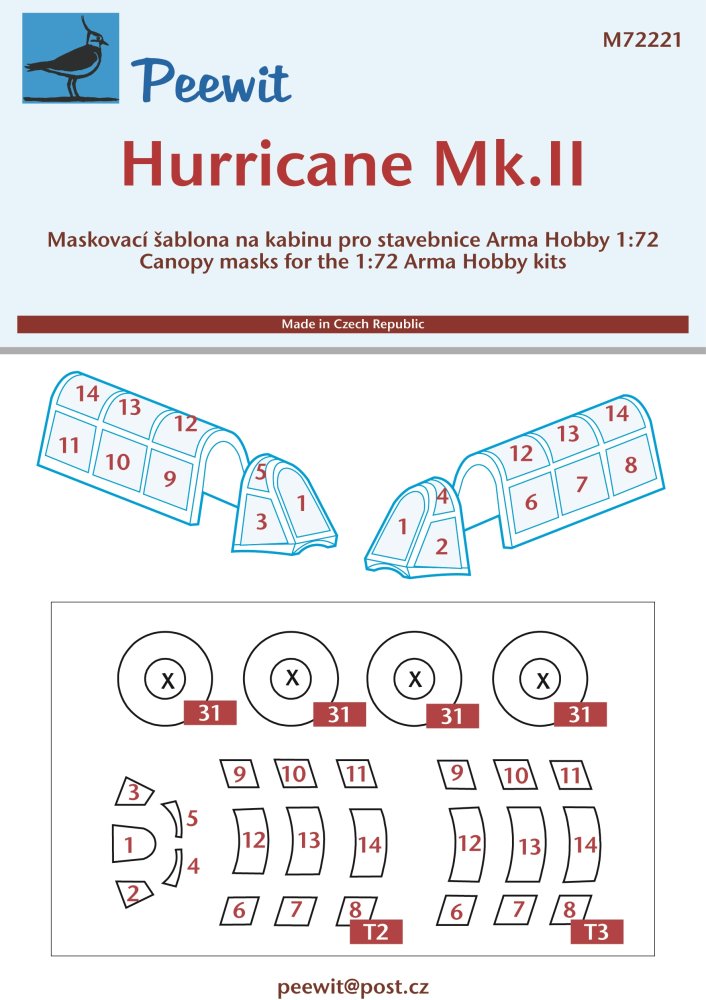 1/72 Canopy mask Hurricane Mk.II (ARMA HOBBY)