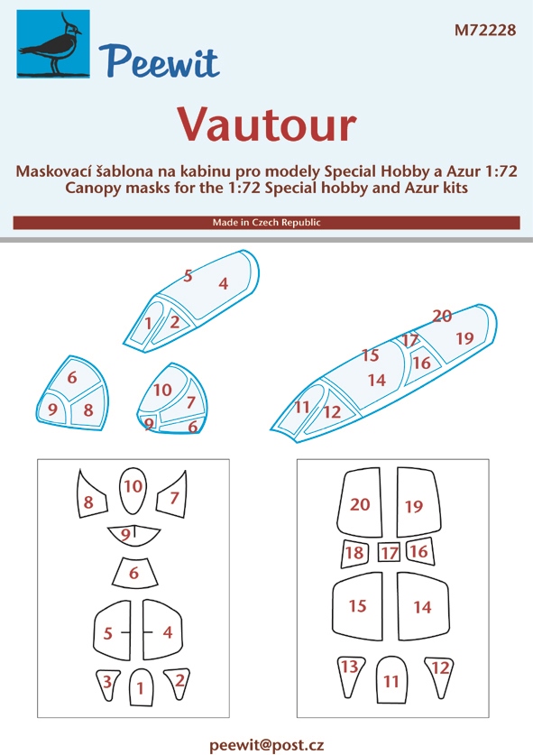 1/72 Canopy mask Vautour (SP.HOBBY/AZUR)