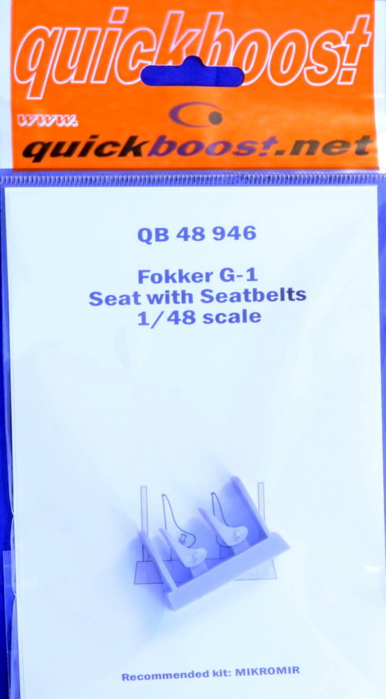 1/48 Fokker G-1 seat with seatbelts (MIKROMIR)